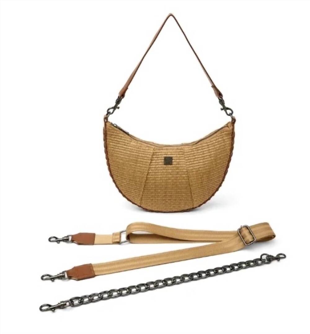 Think Royln Flirt Sand Dune Raffia Woven Crescent Crossbody Bag